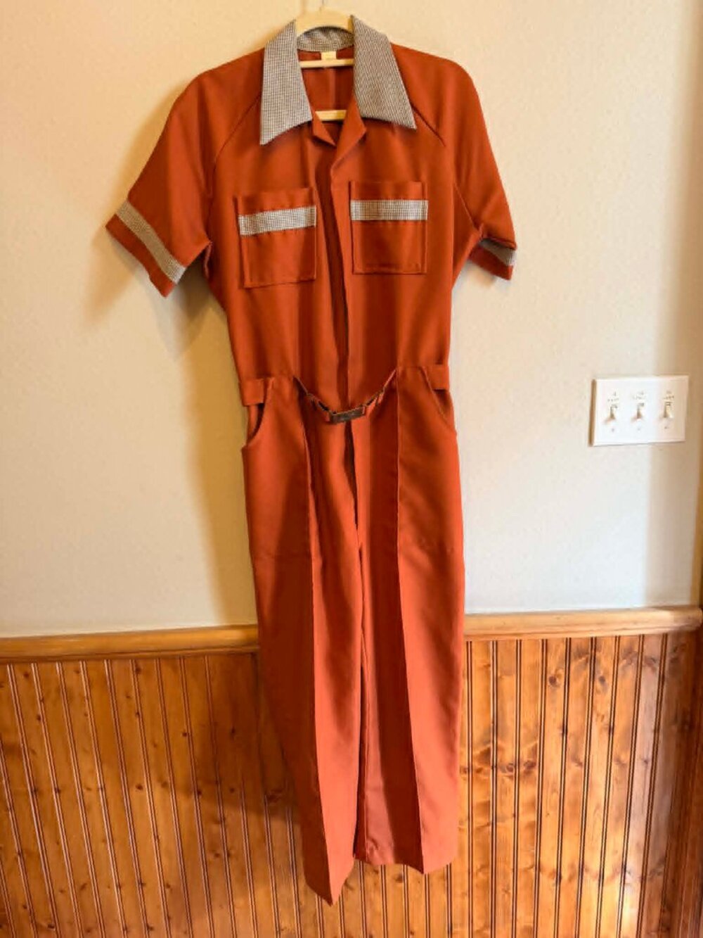 Vintage 1970's orange jumpsuit, mechanic style coverall - Bill Parry of Pasadena